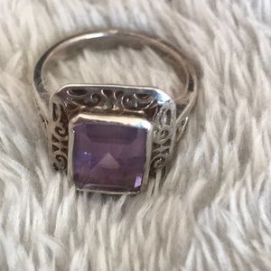 Amethyst Sterling Silver Filagree Ring
